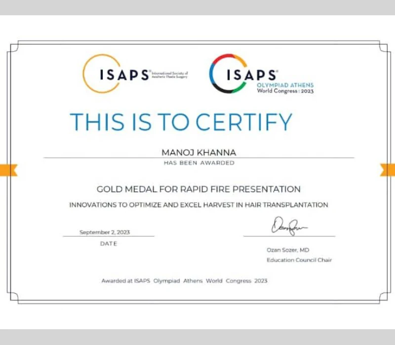 Gold Medal for Rapid Fire Presentation | Plastic Surgery India 
